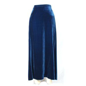 VTG Laura Ashley Skirt Blue Silk Velvet Long Midi